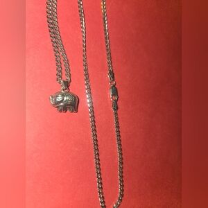 Silver Elephant Pendant Necklace